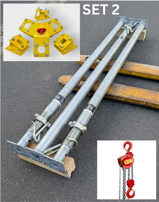 SET 2: 3x Form-On Stützen SmartProp plus 20 inkl. Bautri "Work" & DELTA RED Premium 3t Kettenzug