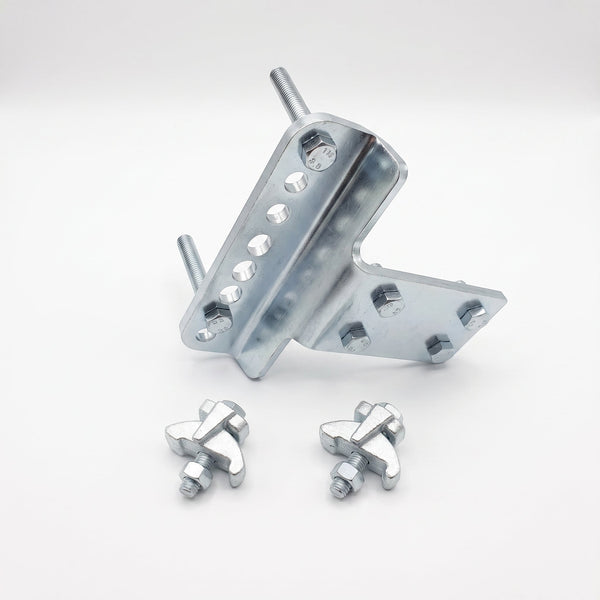 Bautri Adapter-Set: Adapterflansch KA101 mit montiertem Schraubensatz M12 8.8 und zwei Trägerklemmen Lindapter LR M12