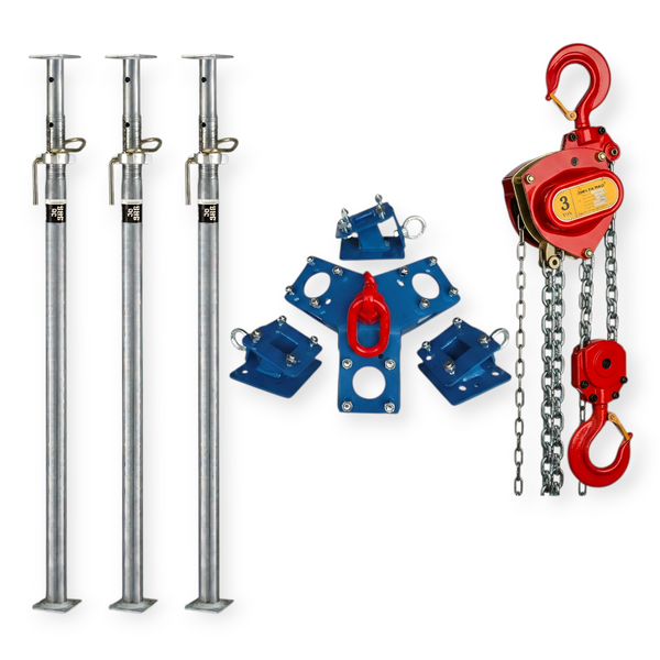 SET 4: Bautri Rescue mit drei Baustützen Bautri B/D 300 und DELTA RED Kettenzug 3 t